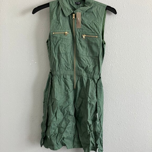J.Crew Zip Front Linen Blend Dress Sz 6 - Picture 1 of 6
